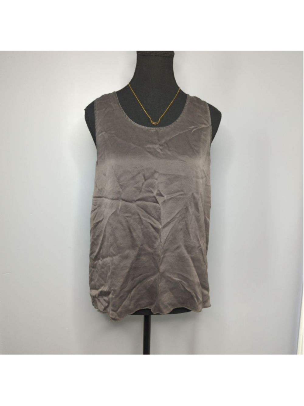 Lunya Washable Silk Tulip Back Tank Sz M Gray/Brown Quiet Luxury